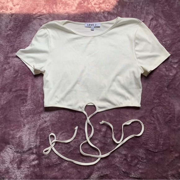 love j white crop top toe front L - Picture 1 of 3